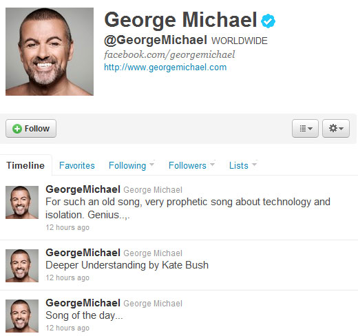 George Michael on plugs Kate on Twitter