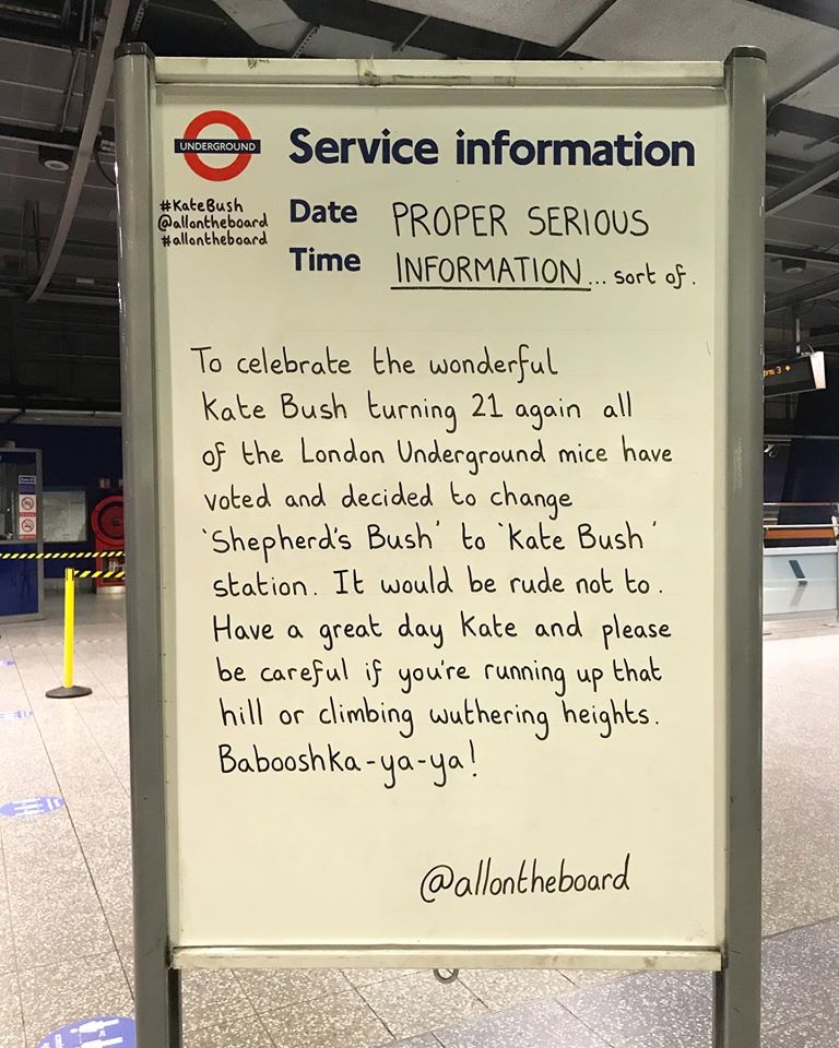 London Underground salute Kate on her birthday!