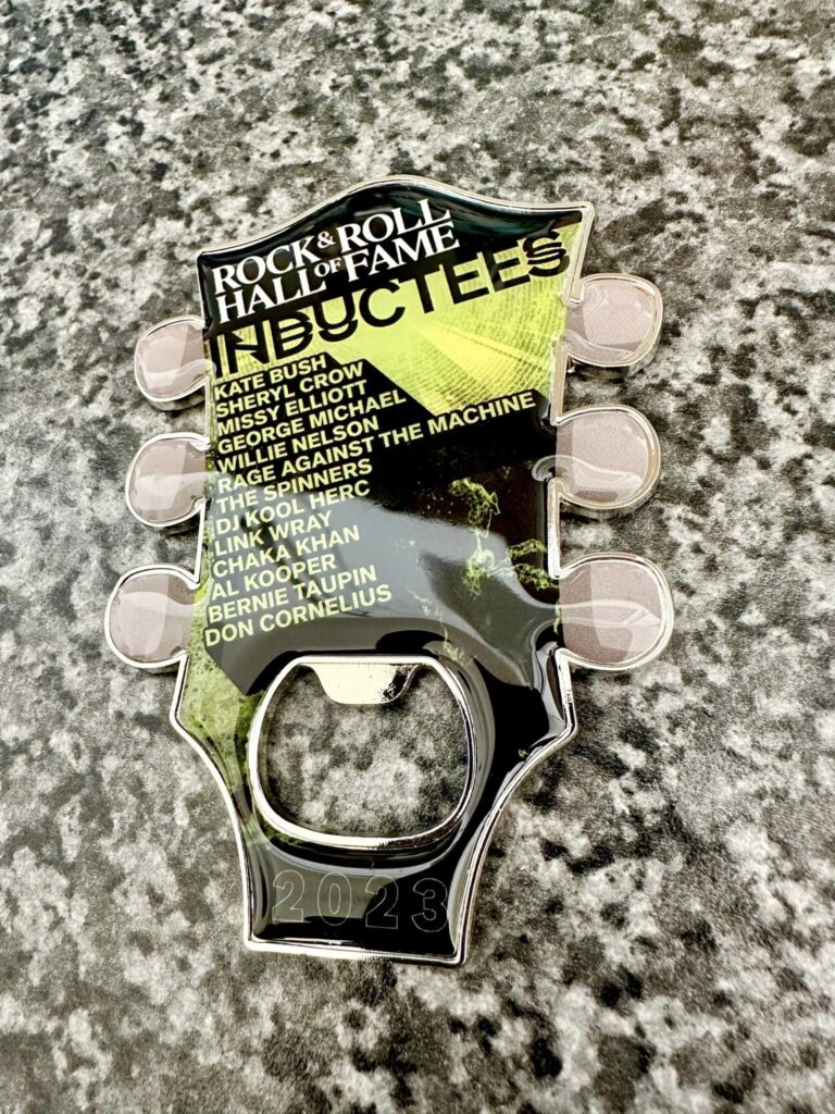 Rock & Roll Hall of Fame 2023 memorabilia - guitar bottle opener