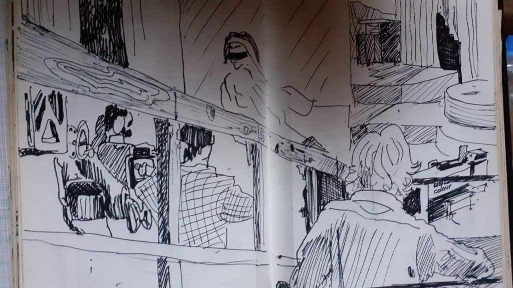 Kate performs Egypt at the BBC 1979 - sketch courtesy of Brian Bath