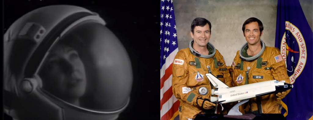 Kate (taken from her Rocket Man video) and astronauts John Young, Robert Crippen. 