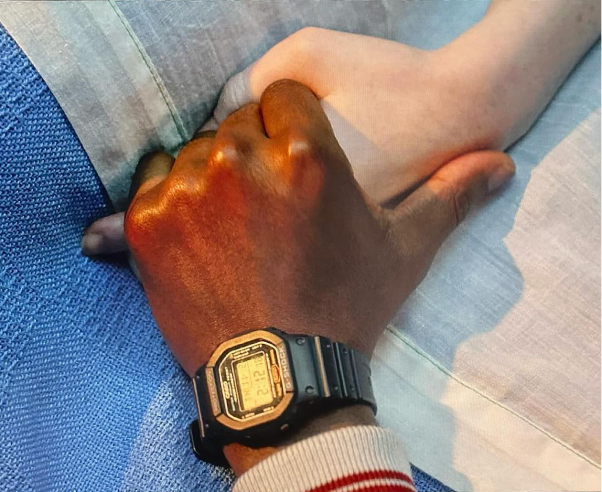 Set photo from Stranger Things Season 5 – Lucas comforts a comatose Max in hospital
