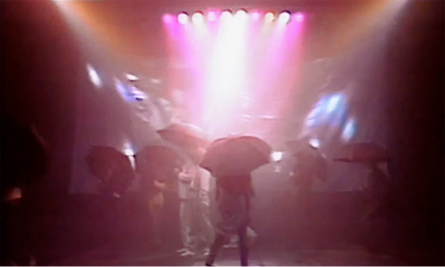 Kate with her umbrella gang on Fantastico 1985