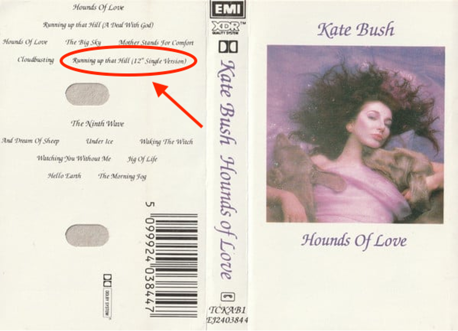 1985 Hounds of Love UK cassette album inlay detail