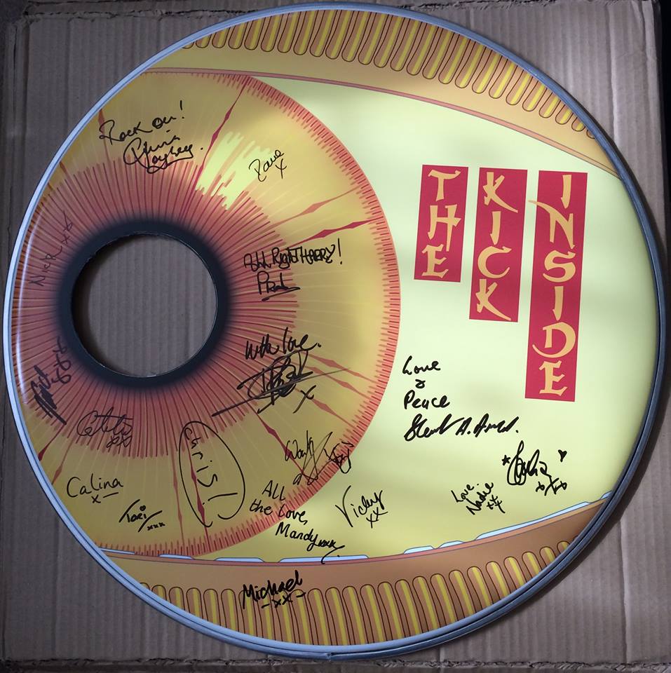 The Kick Inside signed drumhead