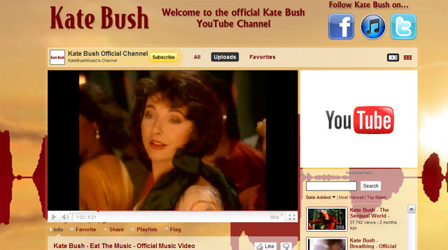 Official Kate Bush EMI Youtube channel